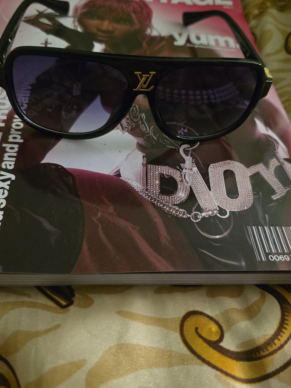 Louis Vuitton Black Sunglasses with Gold LV Emblem